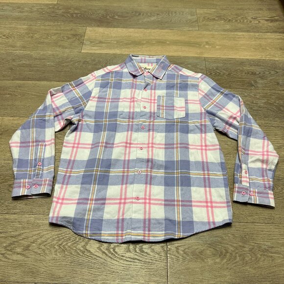 Cakeworthy x Disney Daisy Duck Flannel Shirt Womens Large White Purple Plaid - Picture 2 of 13